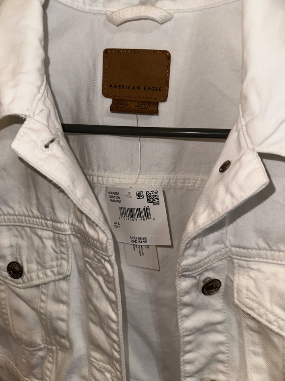 American Eagle Outfitters White Cropped Denim Jacket - Picture 4 of 4